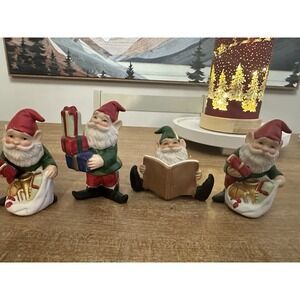 Vintage Set of 4 Homco Christmas Toymaker Elves Pixies Figurines #5602